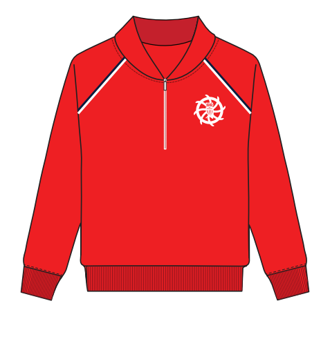 KS1/KS2 RED ZIP SWEATSHIRT (SIZE 4-14)
