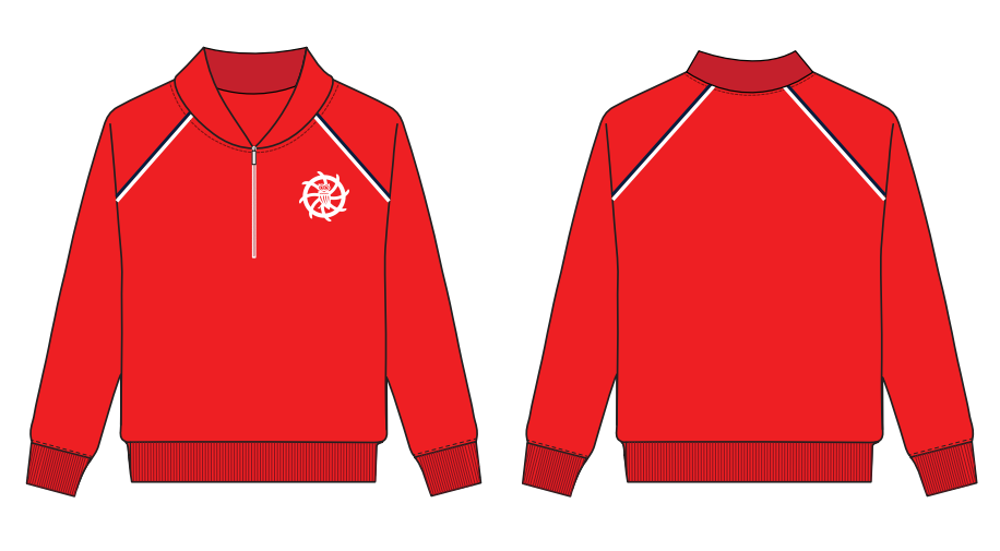 KS1/KS2 RED ZIP SWEATSHIRT (SIZE 4-14)