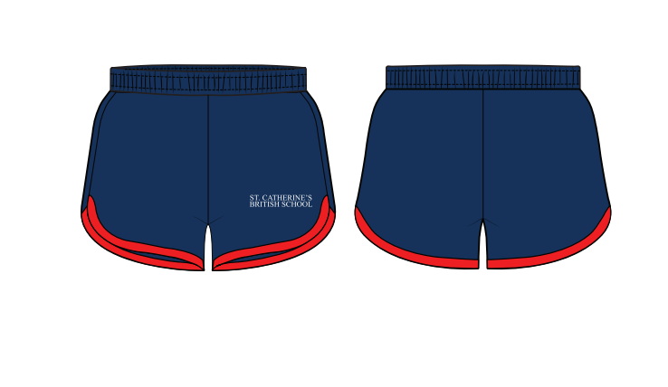 GIRLS NAVY P-E SHORTS (SIZE 4-14)